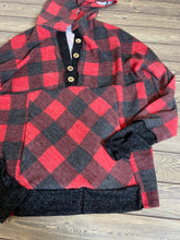 Load image into Gallery viewer, Buffalo Plaid Button Hoodie