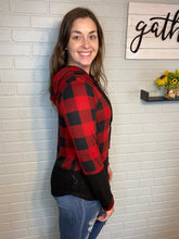 Load image into Gallery viewer, Red &amp; Black Buffalo Plaid Hoodie