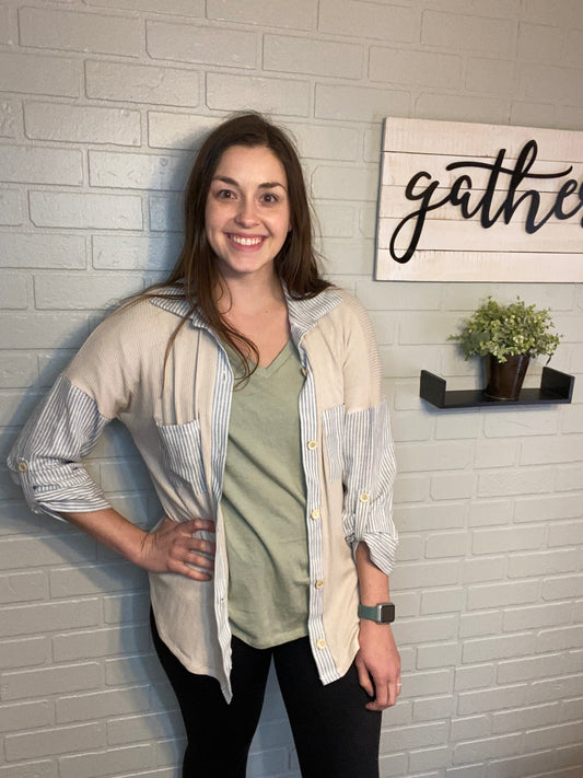 Pinstriped Button Down Shirt