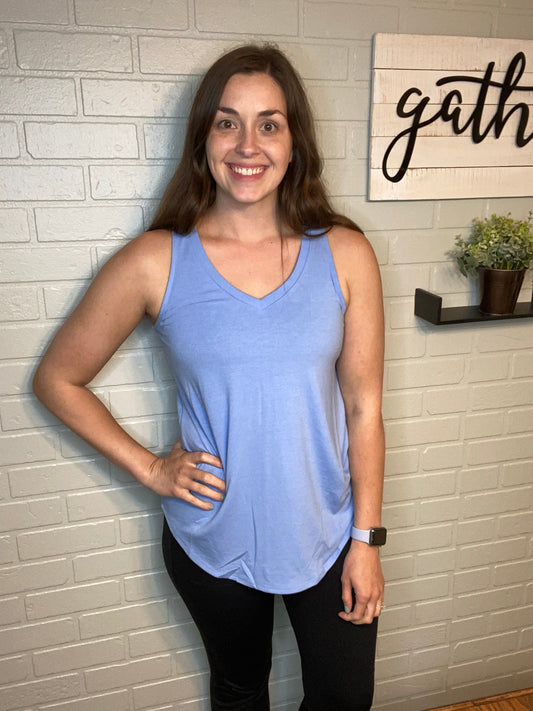 V Neck Solid Tank