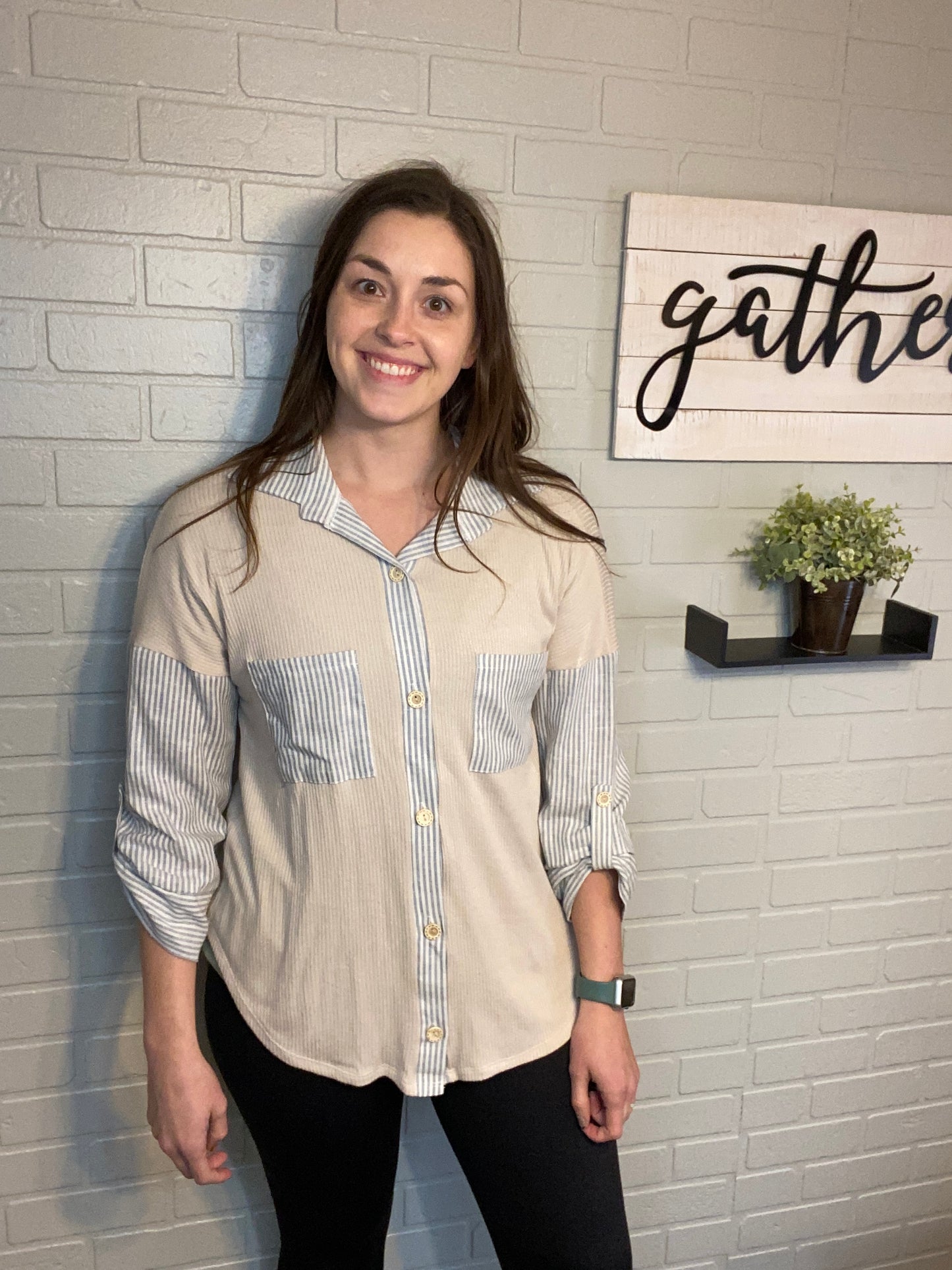 Pinstriped Button Down Shirt