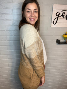 Cable Knit Colorblock Cardigan