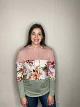 Load image into Gallery viewer, Floral Color Block Hoodie