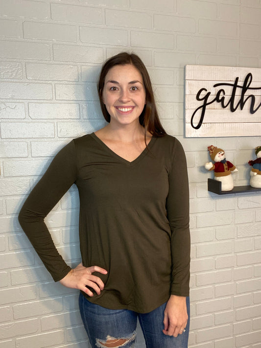 V Neck Long Sleeve