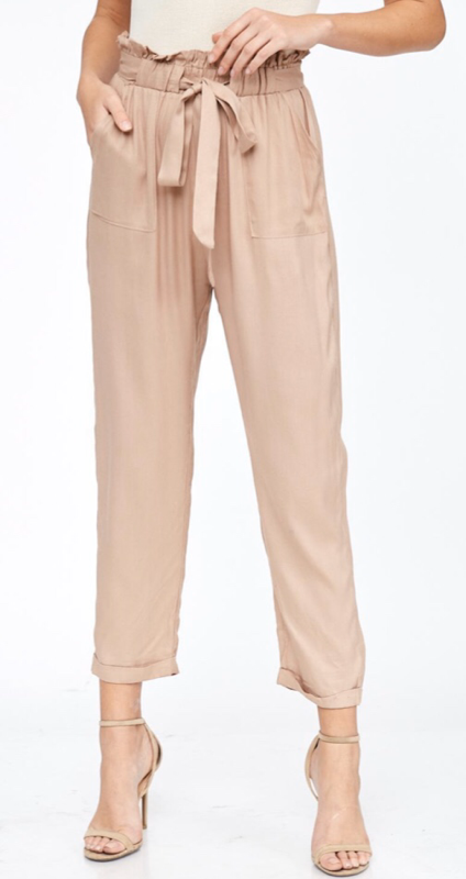 Taupe Paper Bag Pants